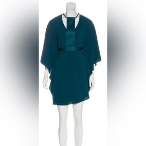 Halston Heritage Metallic Neck Trim Mini Dress